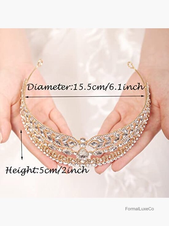 Gold Crystal Princess Crown Tiara Headband Rhinestone Wedding Prom Queen